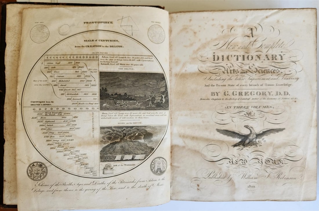 1822 NEW and COMPLETE DICTIONARY of ARTS and SCIENCES 3 VOLS. antique by GREGORY - 3