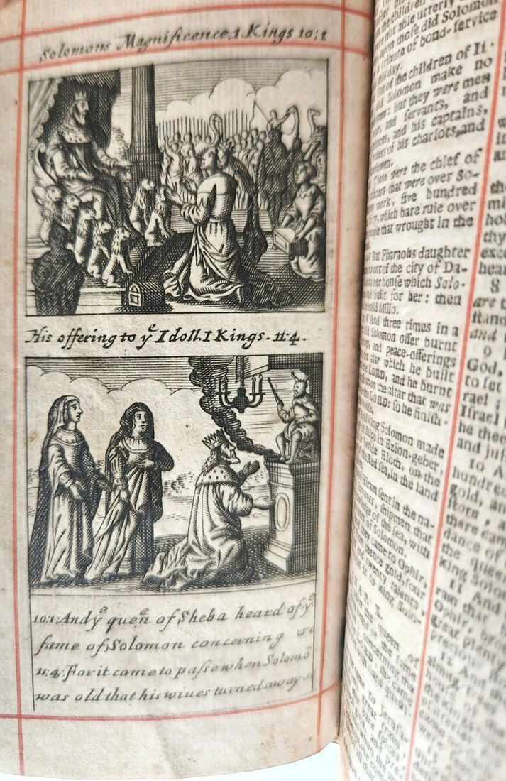 1684 BIBLE in ENGLISH ILLUSTRATED w/89 PLATES 2 VOLS OLD & NEW TESTAMENT antique - 11