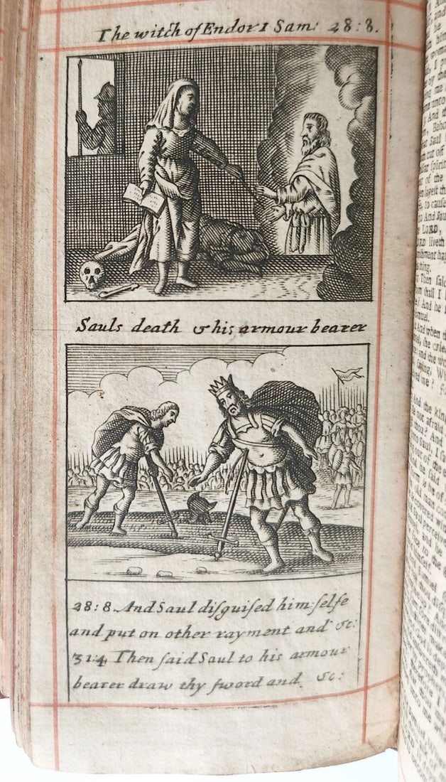 1684 BIBLE in ENGLISH ILLUSTRATED w/89 PLATES 2 VOLS OLD & NEW TESTAMENT antique - 13