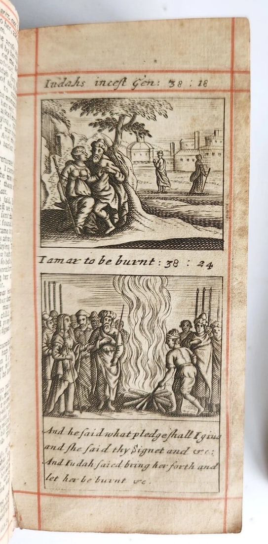 1684 BIBLE in ENGLISH ILLUSTRATED w/89 PLATES 2 VOLS OLD & NEW TESTAMENT antique - 5