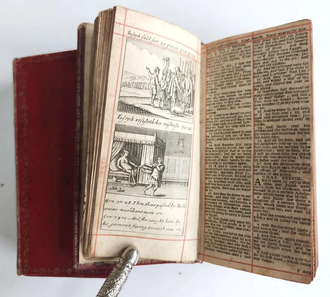 1684 BIBLE in ENGLISH ILLUSTRATED w/89 PLATES 2 VOLS OLD & NEW TESTAMENT antique - 6