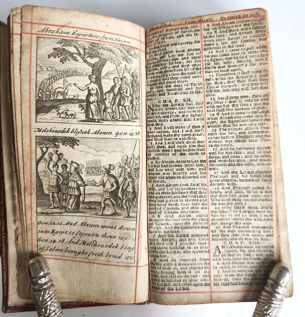 1684 BIBLE in ENGLISH ILLUSTRATED w/89 PLATES 2 VOLS OLD & NEW TESTAMENT antique - 9