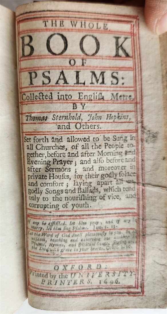 1697 BIBLE in ENGLISH OLD & NEW TESTAMENT antique w/ SILVER DECORATIONS & CLASPS - 12