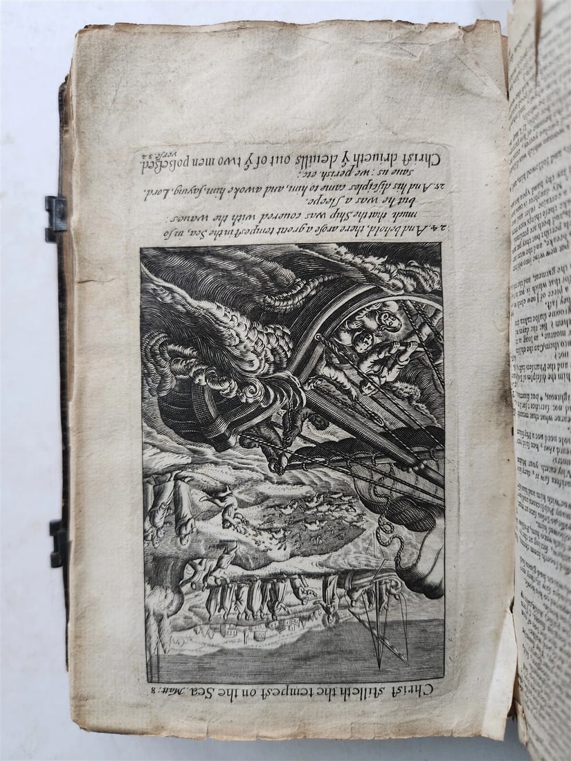 1631-34 BIBLE in ENGLISH ILLUSTRATED NEW TESTAMENT COMMON PRAYERS PSALMS antique - 8