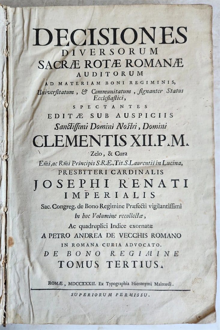 1722 LAW BOOK DECISIONES DIVERSORUM Sacrae Rotae Romanae antique VELLUM FOLIO - 3