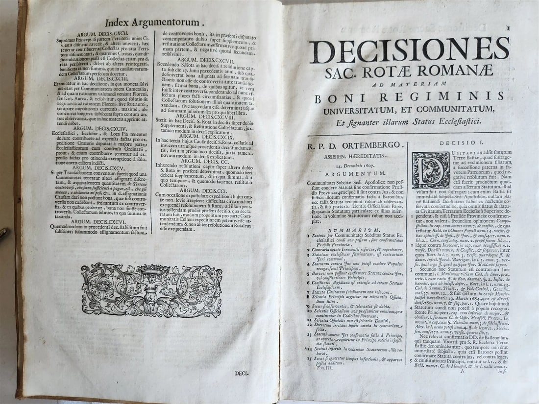 1722 LAW BOOK DECISIONES DIVERSORUM Sacrae Rotae Romanae antique VELLUM FOLIO - 4