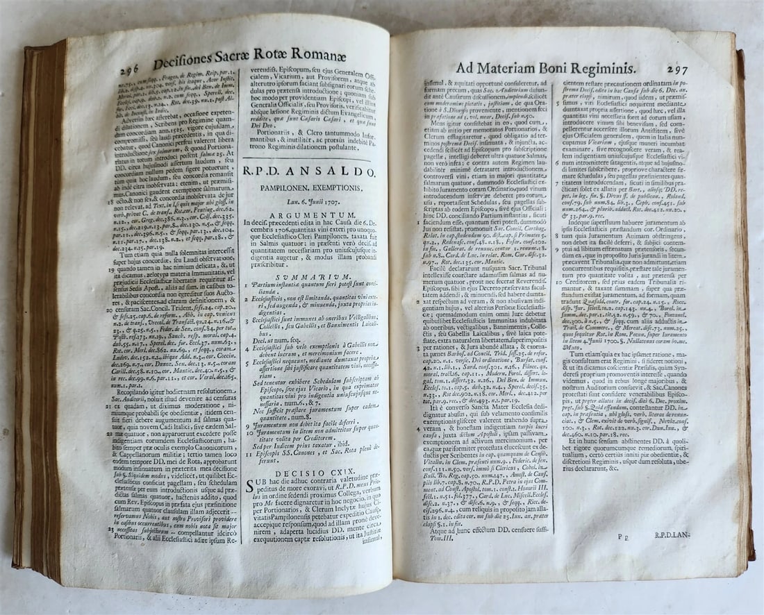 1722 LAW BOOK DECISIONES DIVERSORUM Sacrae Rotae Romanae antique VELLUM FOLIO - 5