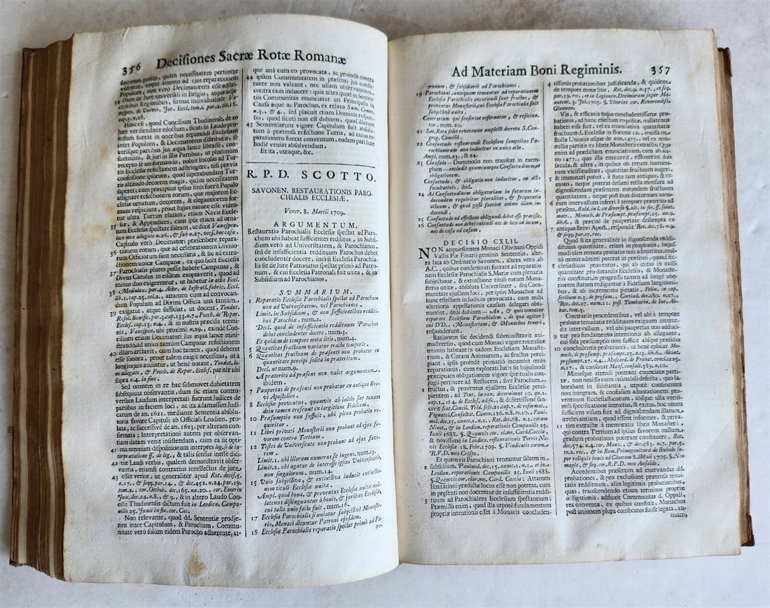 1722 LAW BOOK DECISIONES DIVERSORUM Sacrae Rotae Romanae antique VELLUM FOLIO - 6
