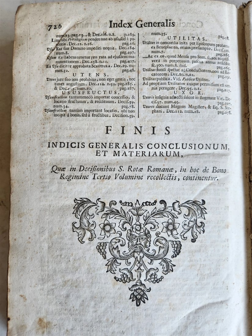 1722 LAW BOOK DECISIONES DIVERSORUM Sacrae Rotae Romanae antique VELLUM FOLIO - 8