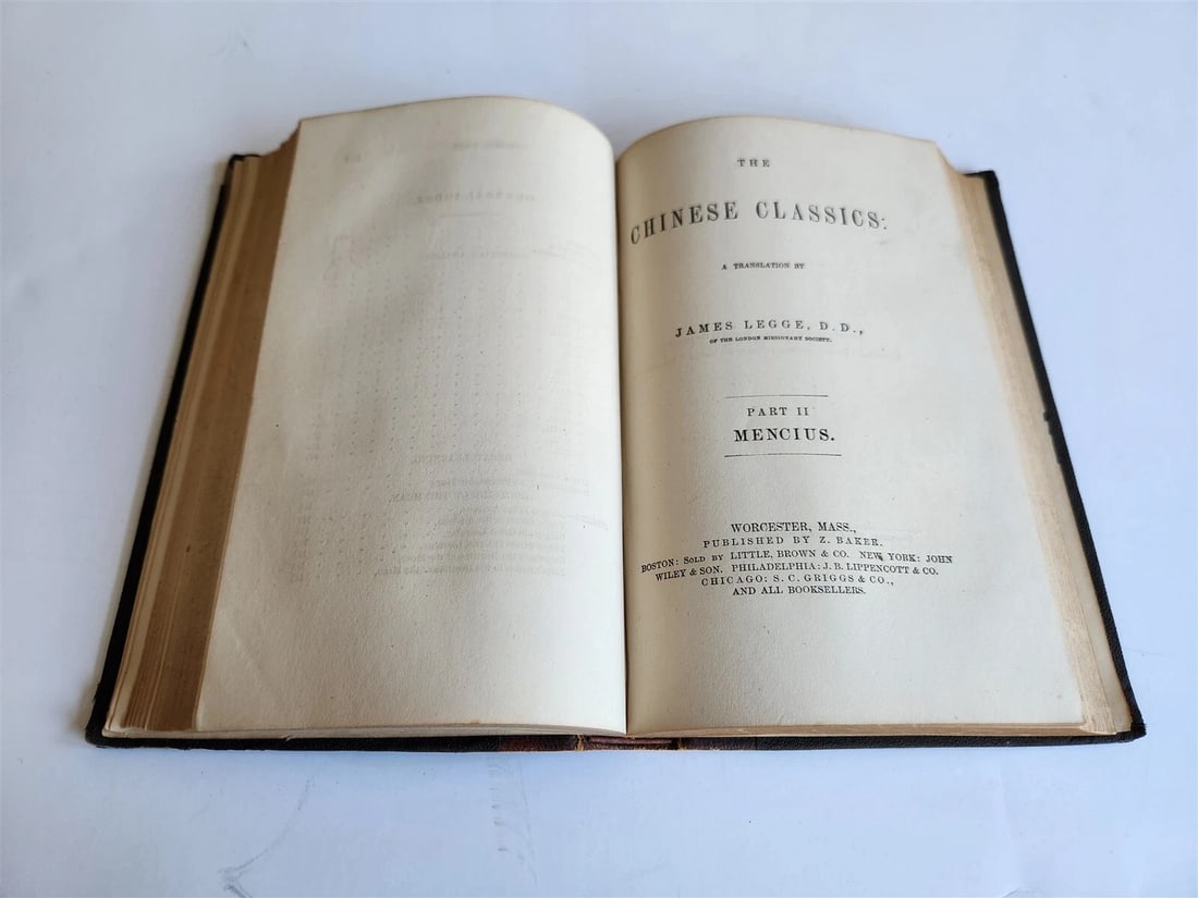 1866 CHINESE CLASSICS CONFUCIUS antique AMERICAN PRINTING Worcester MA - 5