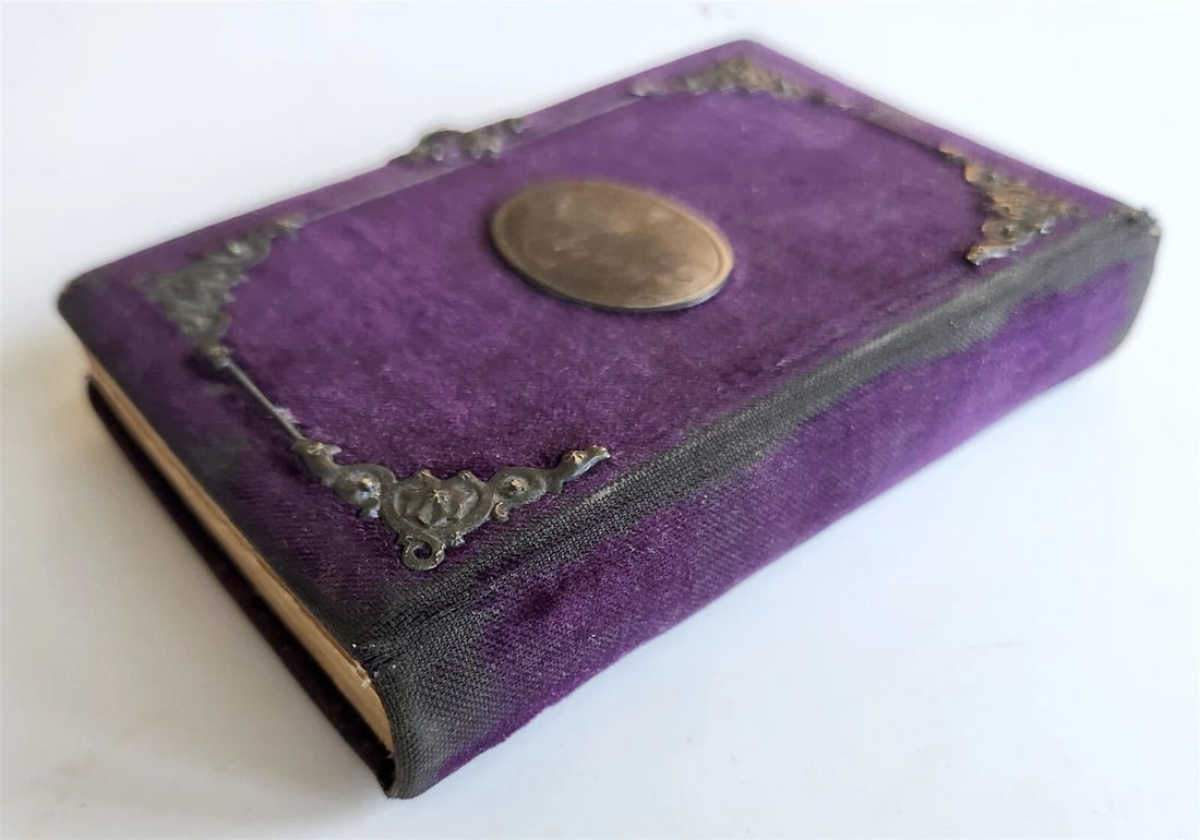 1909 AMERICAN HYMNAL in GERMAN antique VELVET BINDING w/ SILVER DECORATIONS - 3