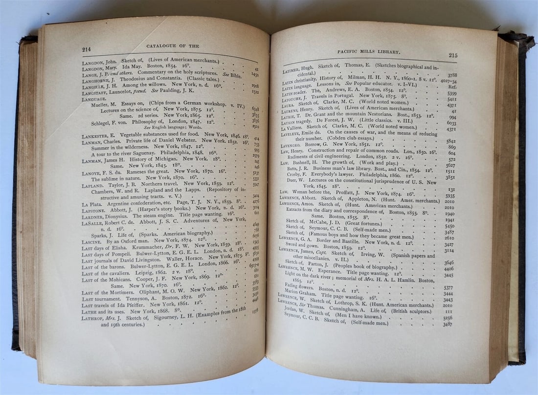 1876 CATALOGUE of the PACIFIC MILLS LIBRARY antique AMERICANA scarce - 5