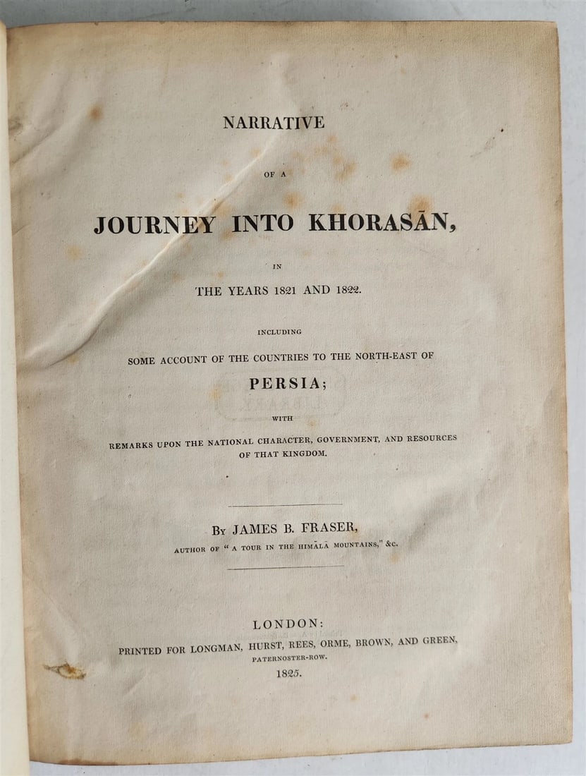 1825 NARRATIVE of a JORNEY INTO KHORSAN in the years 1821 & 1822 antique w/ MAP - 2