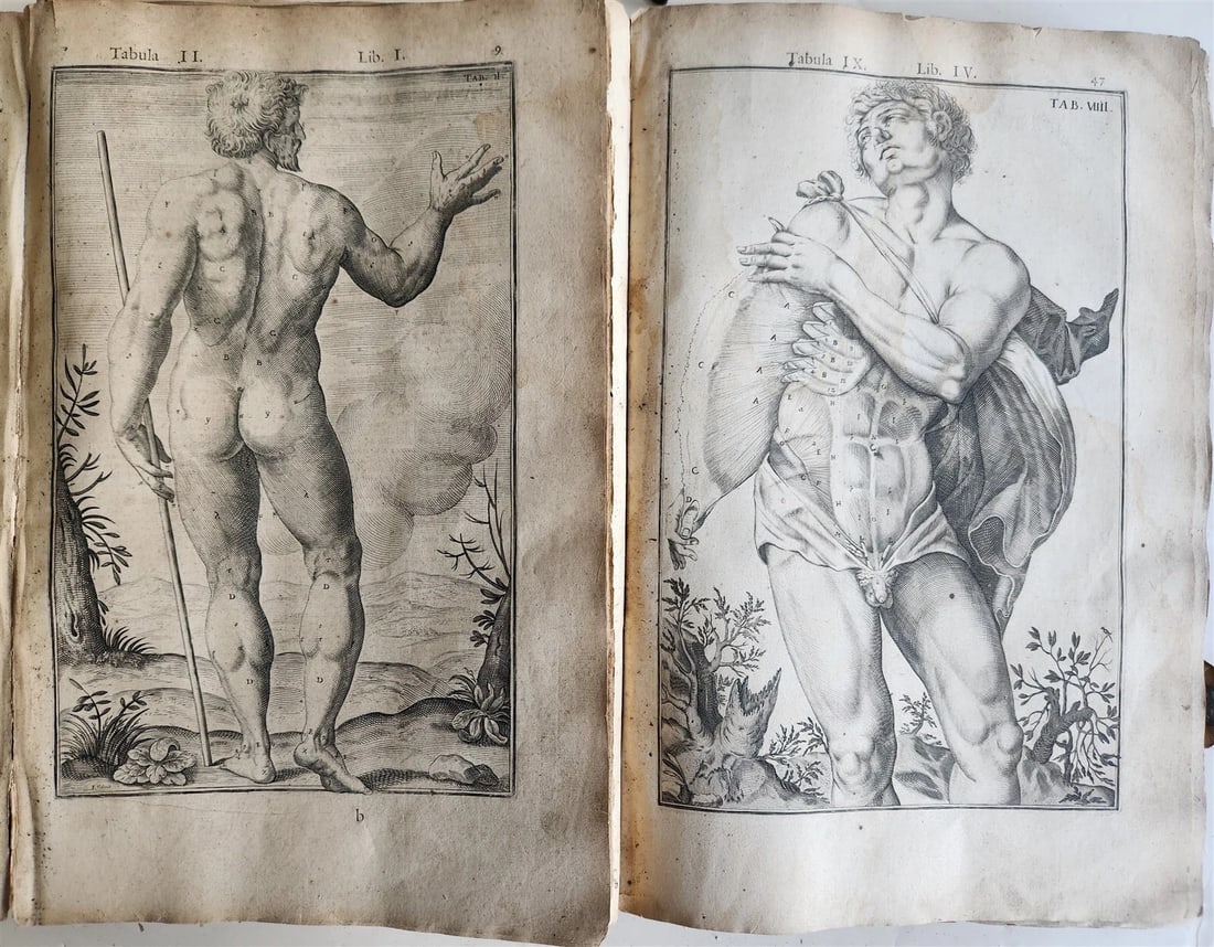 1645 ANATOMY TREATISE Adrian Spigelius 176 ENGRAVINGS ILLUSTRATED FOLIO antique - 12