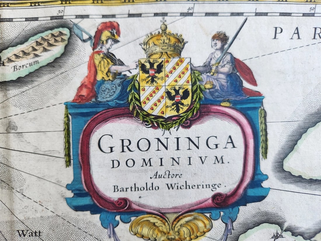 1640 FRIESLAND GRONINGEN NETHERLANDS MAP by WILLEM BLAEU antique AUTHENTIC - 2