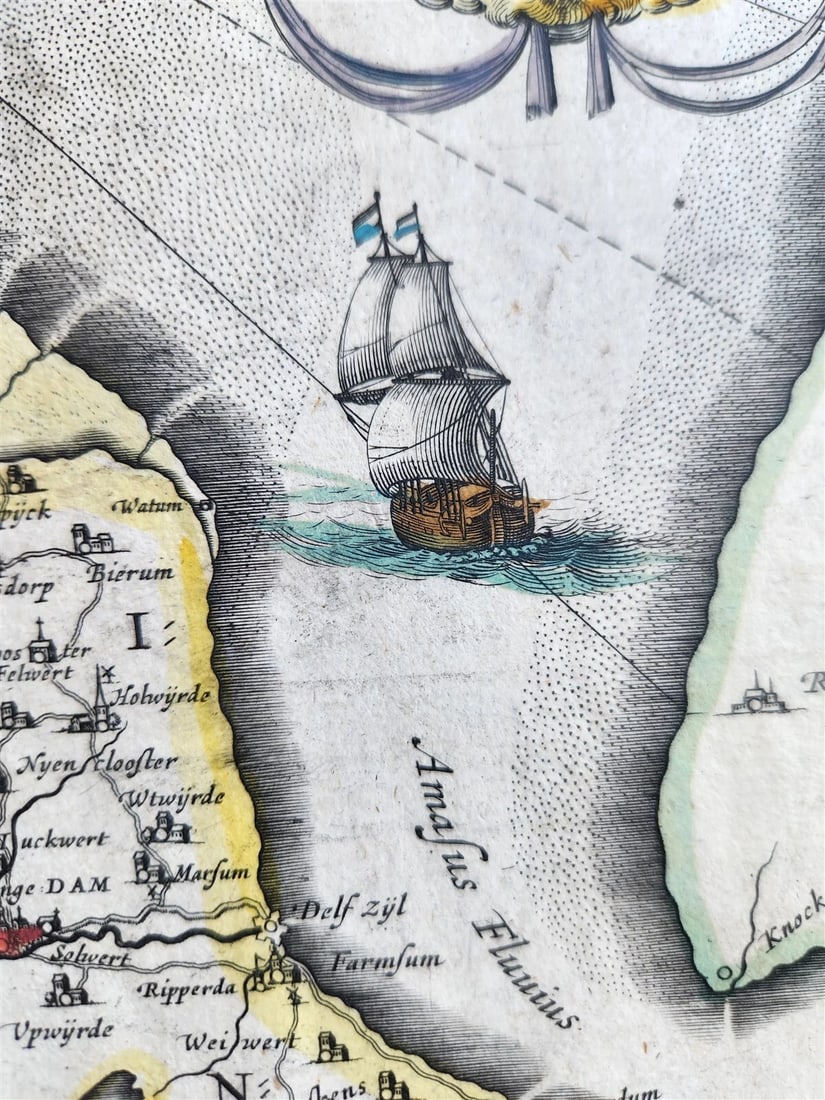 1640 FRIESLAND GRONINGEN NETHERLANDS MAP by WILLEM BLAEU antique AUTHENTIC - 5