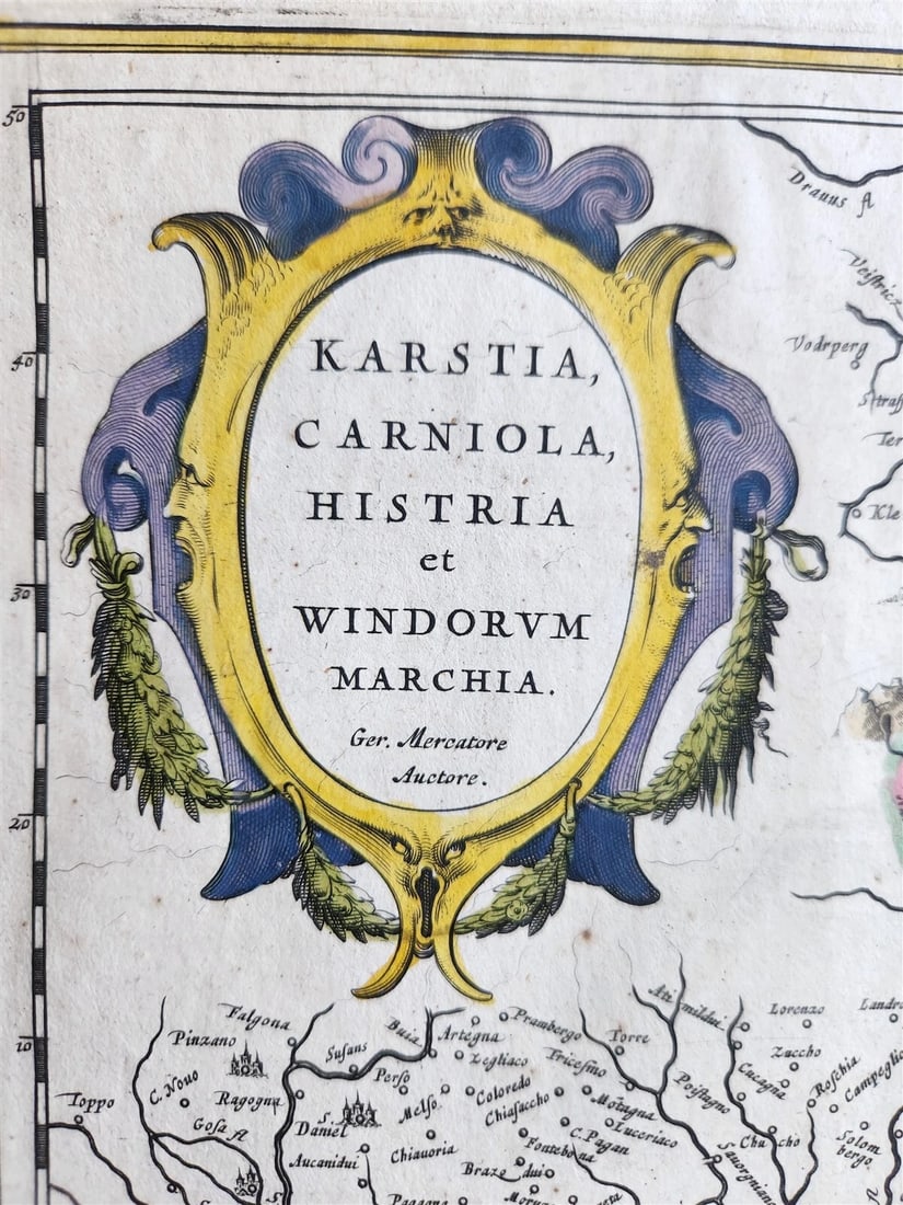 1640 SLOVENIA CROATIA MAP by WILLEM BLAEU antique AUTHENTIC - 2
