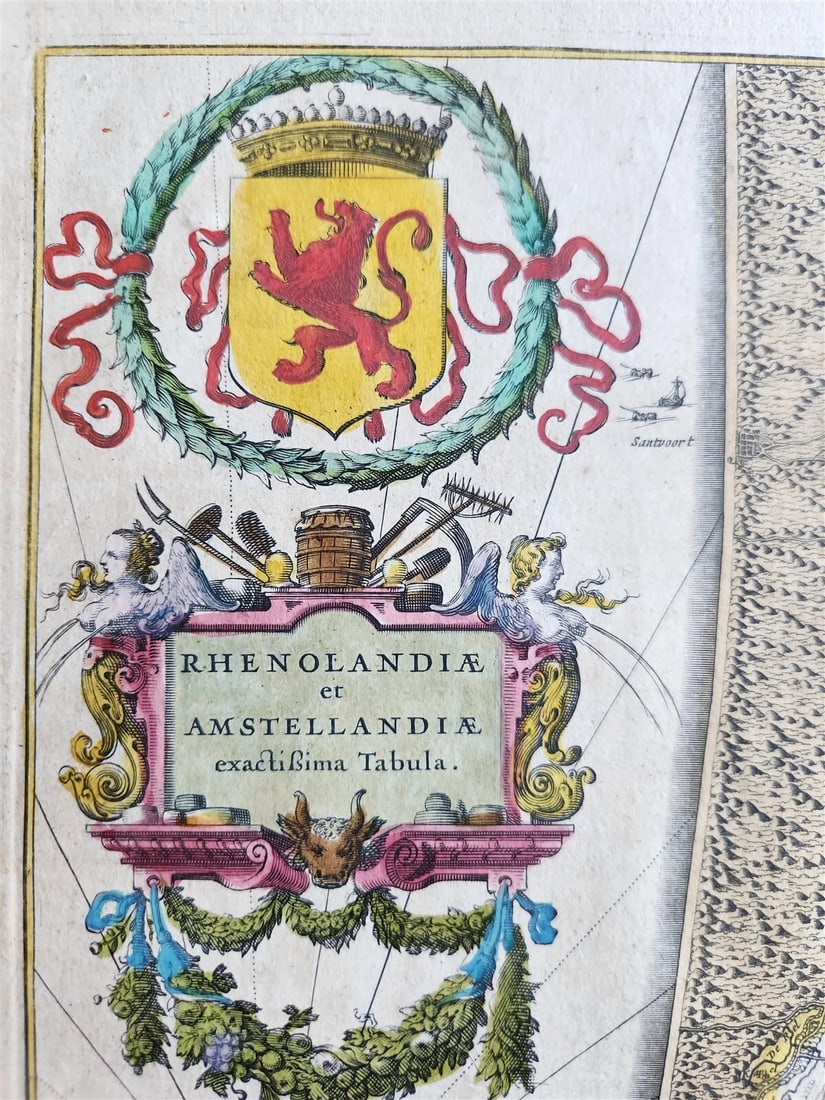 1640 Rhineland & Amstelland NETHERLANDS MAP by WILLEM BLAEU antique AUTHENTIC - 2