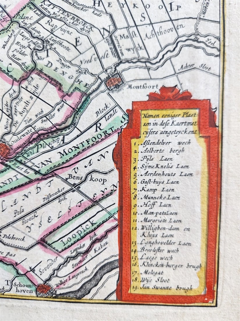 1640 Rhineland & Amstelland NETHERLANDS MAP by WILLEM BLAEU antique AUTHENTIC - 4
