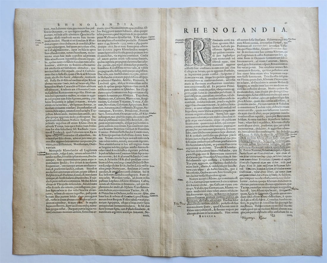 1640 Rhineland & Amstelland NETHERLANDS MAP by WILLEM BLAEU antique AUTHENTIC - 6