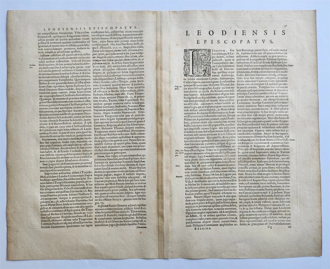 1640 LIEGE BELGIUM MAP by WILLEM BLAEU antique AUTHENTIC hand colored - 4