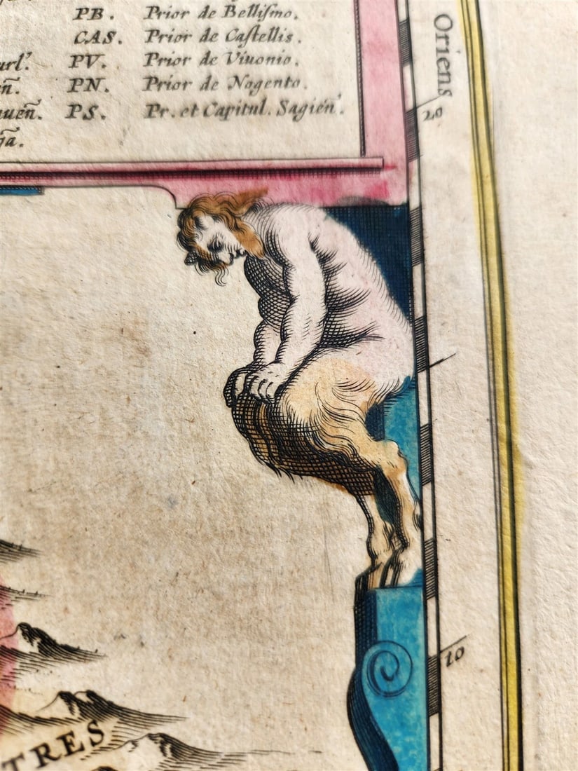 1640 MAP of LE MANS FRANCE by WILLEM BLAEU antique AUTHENTIC hand colored - 4