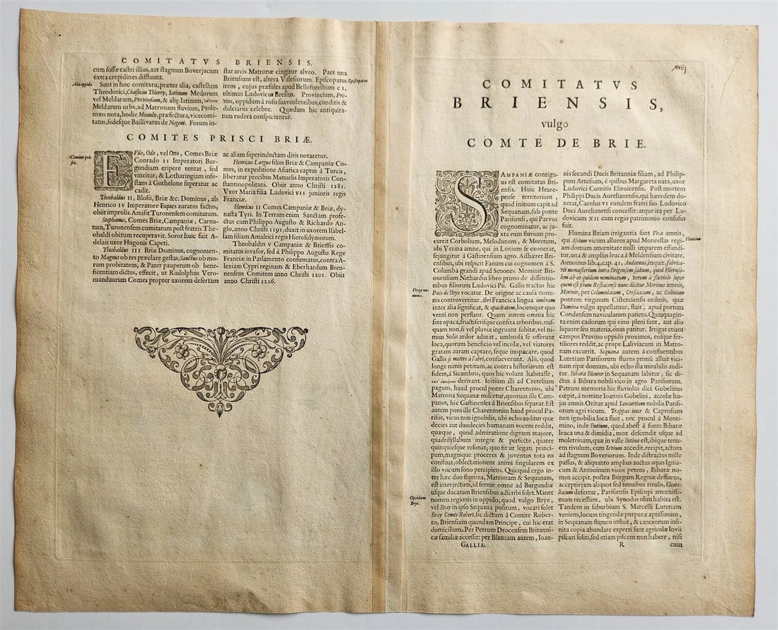 1640 MAP of LE PAIS de BRIE FRANCE by WILLEM BLAEU antique AUTHENTIC handcolored - 4