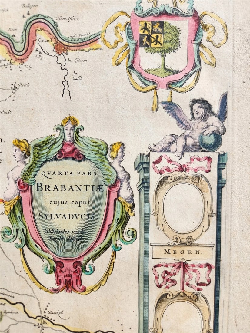 1640 MAP of Brabant SYLVADUCIS NETHERLANDS by WILLEM BLAEU antique AUTHENTIC - 2