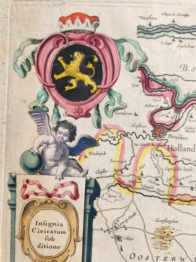 1640 MAP of Brabant SYLVADUCIS NETHERLANDS by WILLEM BLAEU antique AUTHENTIC - 3