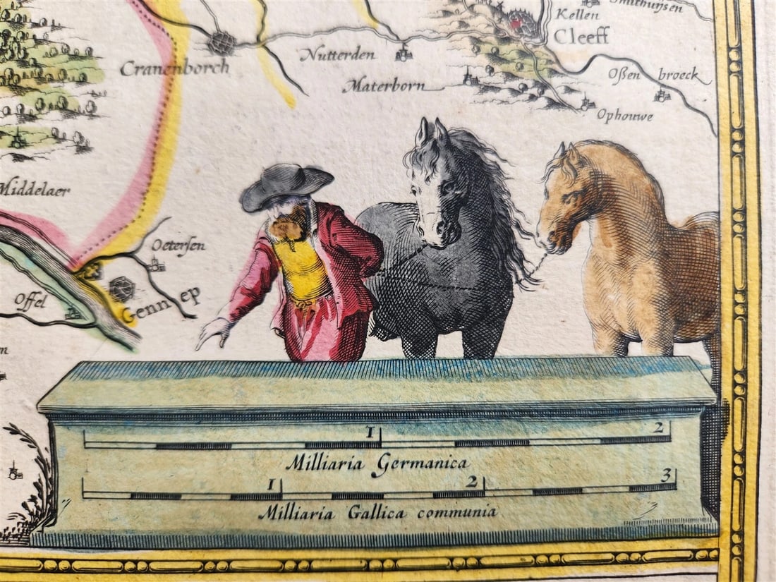 1640 MAP of RHINE RIVER REGION NETHERLANDS by WILLEM BLAEU antique AUTHENTIC - 2