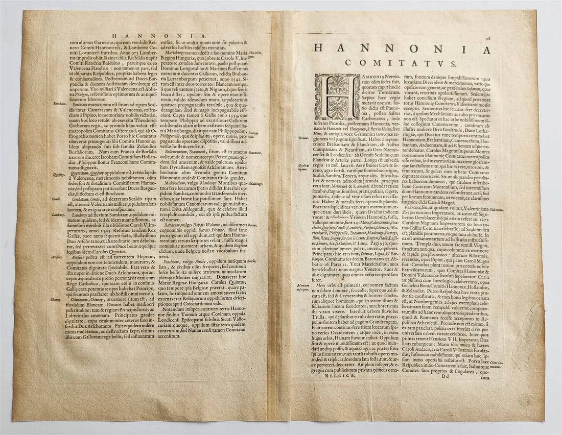 1640 MAP of Hainaut Namur BELGIUM by WILLEM BLAEU antique AUTHENTIC hand colored - 4