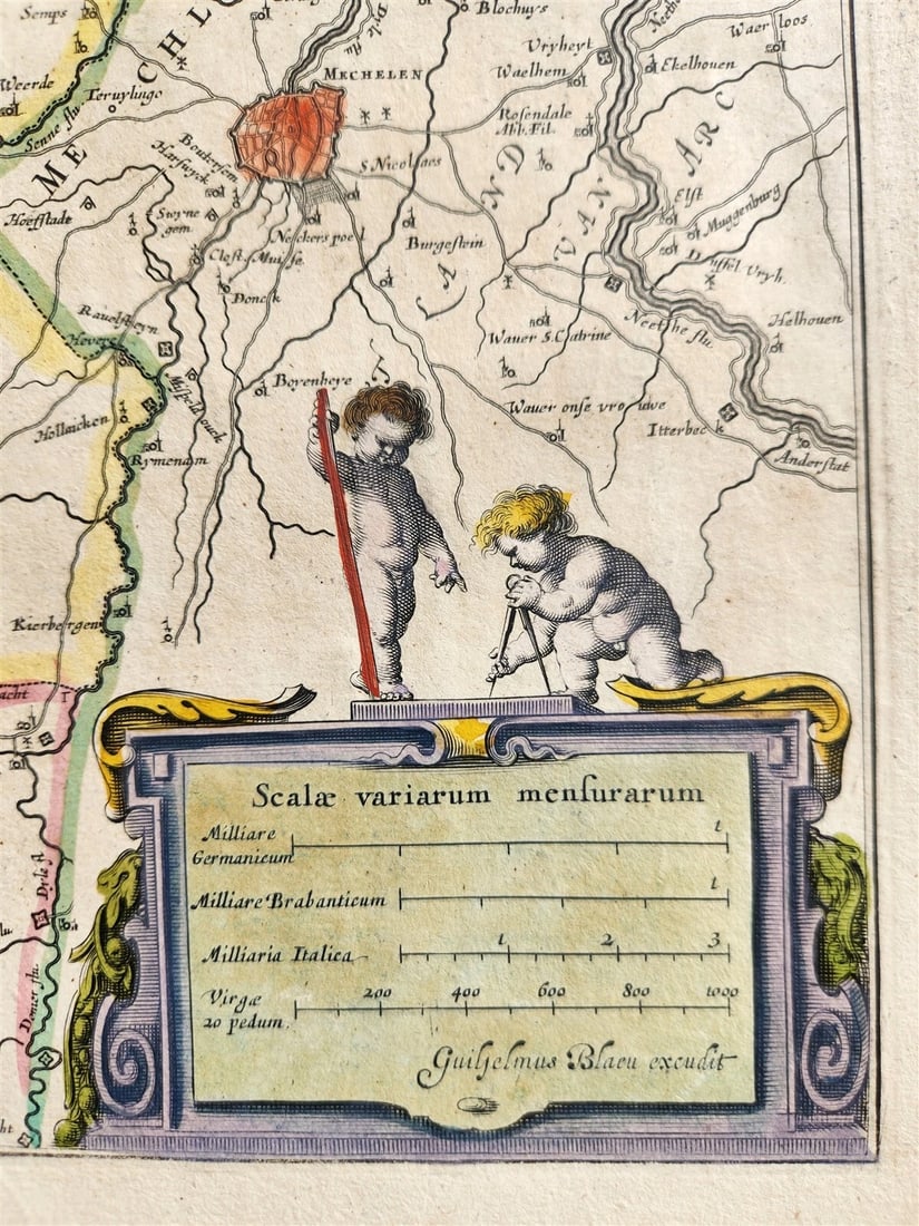 1640 MAP of Brabant Bruxelles BELGIUM by WILLEM BLAEU antique AUTHENTIC - 2