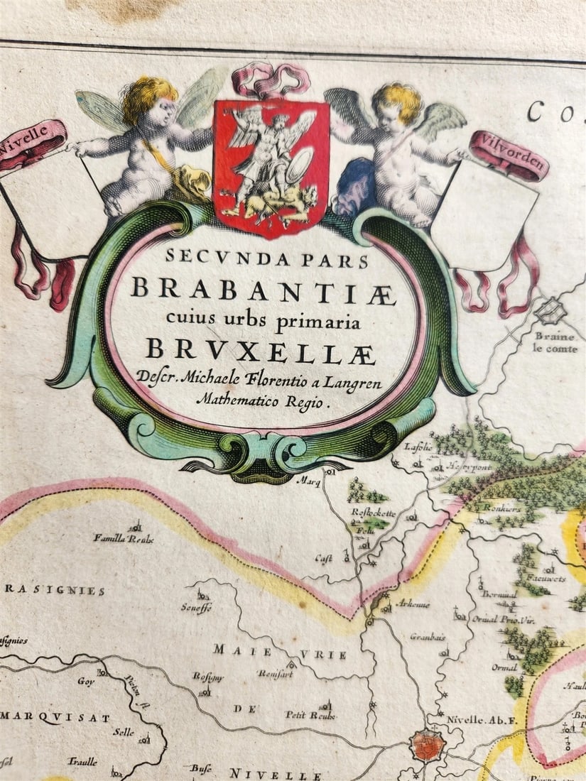 1640 MAP of Brabant Bruxelles BELGIUM by WILLEM BLAEU antique AUTHENTIC - 3