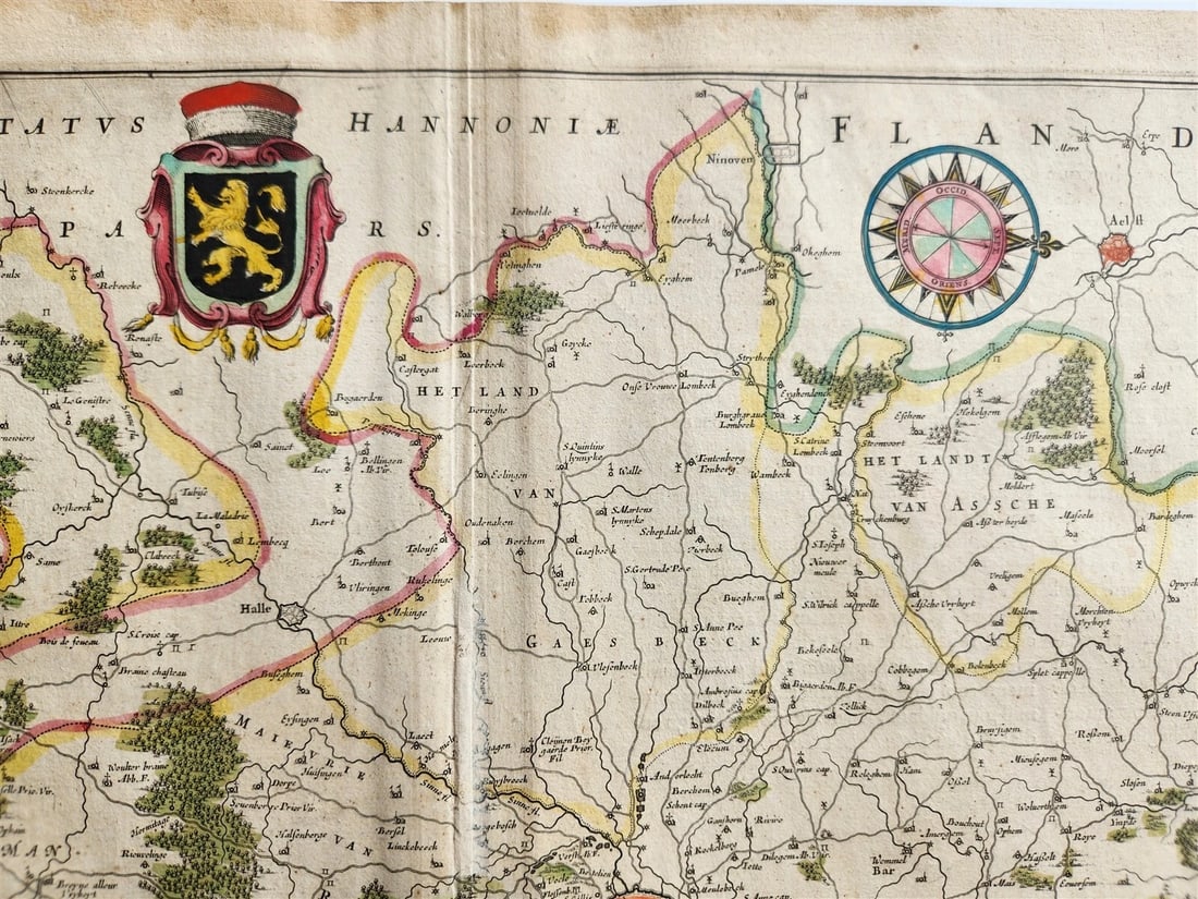 1640 MAP of Brabant Bruxelles BELGIUM by WILLEM BLAEU antique AUTHENTIC - 4