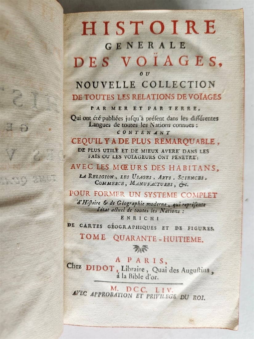 1754 HISTOIRE des VOYAGES illustrated MEXICO TRAVELS vol. 48 antique - 2