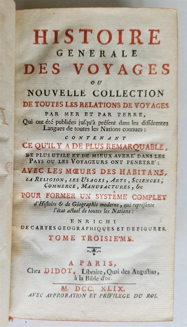1749 HISTOIRE des VOYAGES illustrated TRAVELS to AFRICA & MADAGASCAR v.3 antique - 2