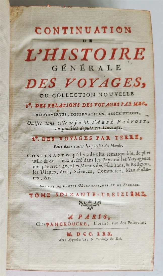 1770 HISTOIRE des VOYAGES illustrated v.73 TRAVELS to GREENLAND antique - 2