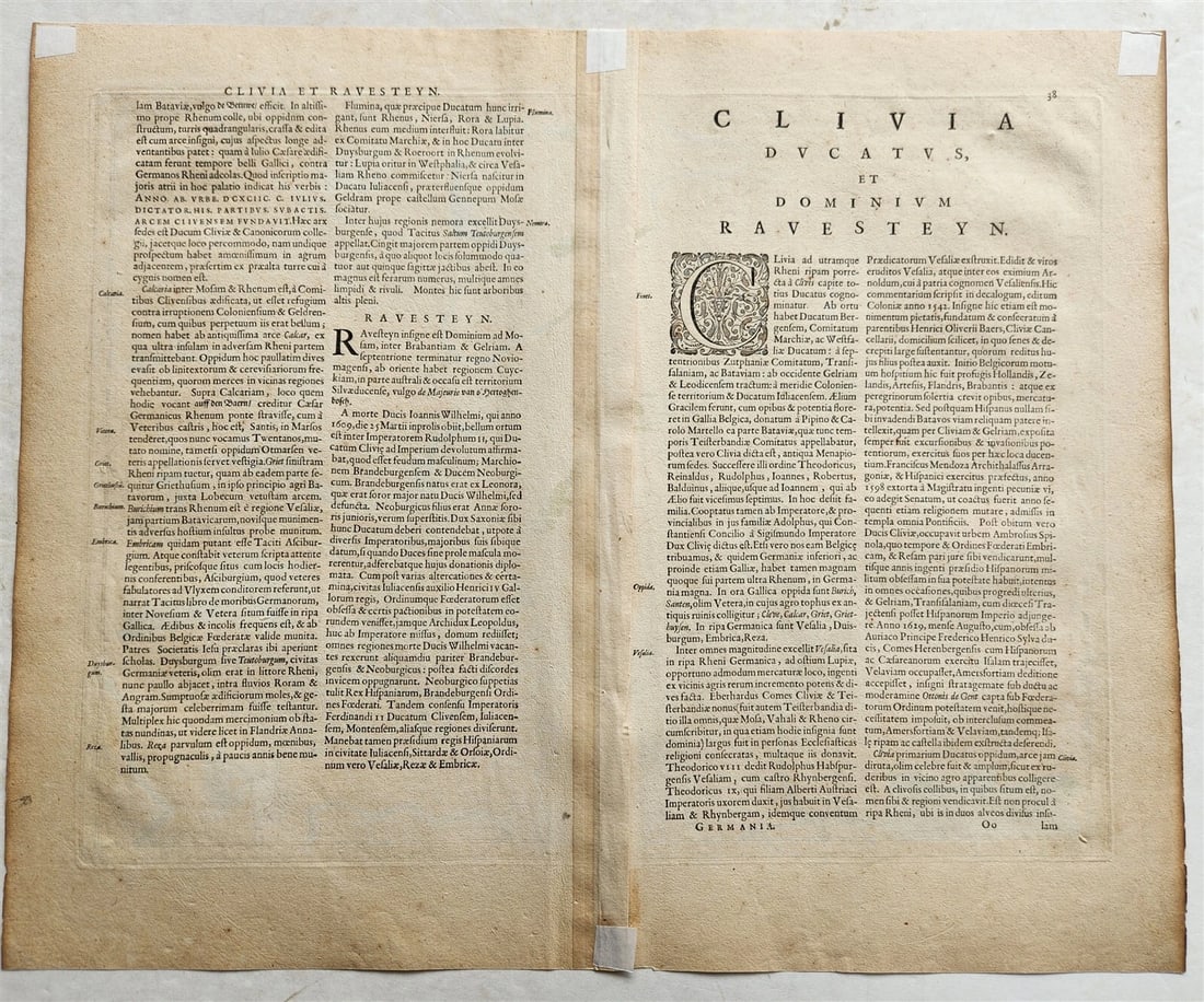 1640 MAP of GERMANY CLEVE & RAVENSTEIN by WILLEM BLAEU antique AUTHENTIC - 3