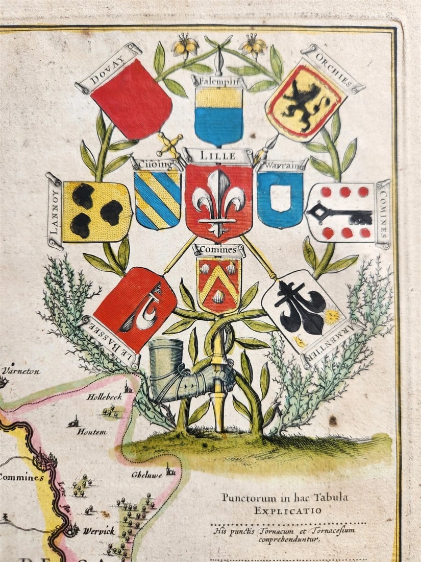 1640 MAP of FRANCE FLANDERS by WILLEM BLAEU antique AUTHENTIC hand colored (1 of 6)