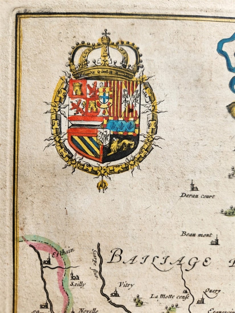 1640 MAP of FRANCE FLANDERS by WILLEM BLAEU antique AUTHENTIC hand colored - 3