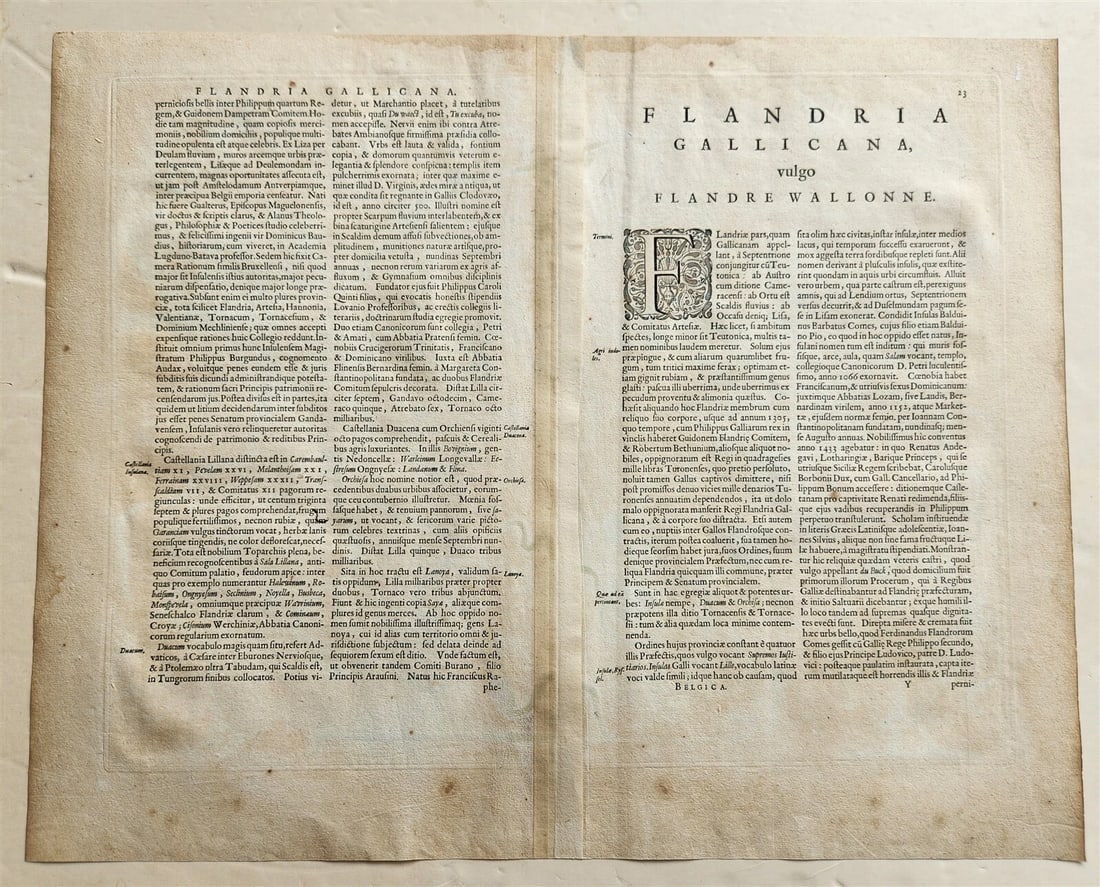 1640 MAP of FRANCE FLANDERS by WILLEM BLAEU antique AUTHENTIC hand colored - 6