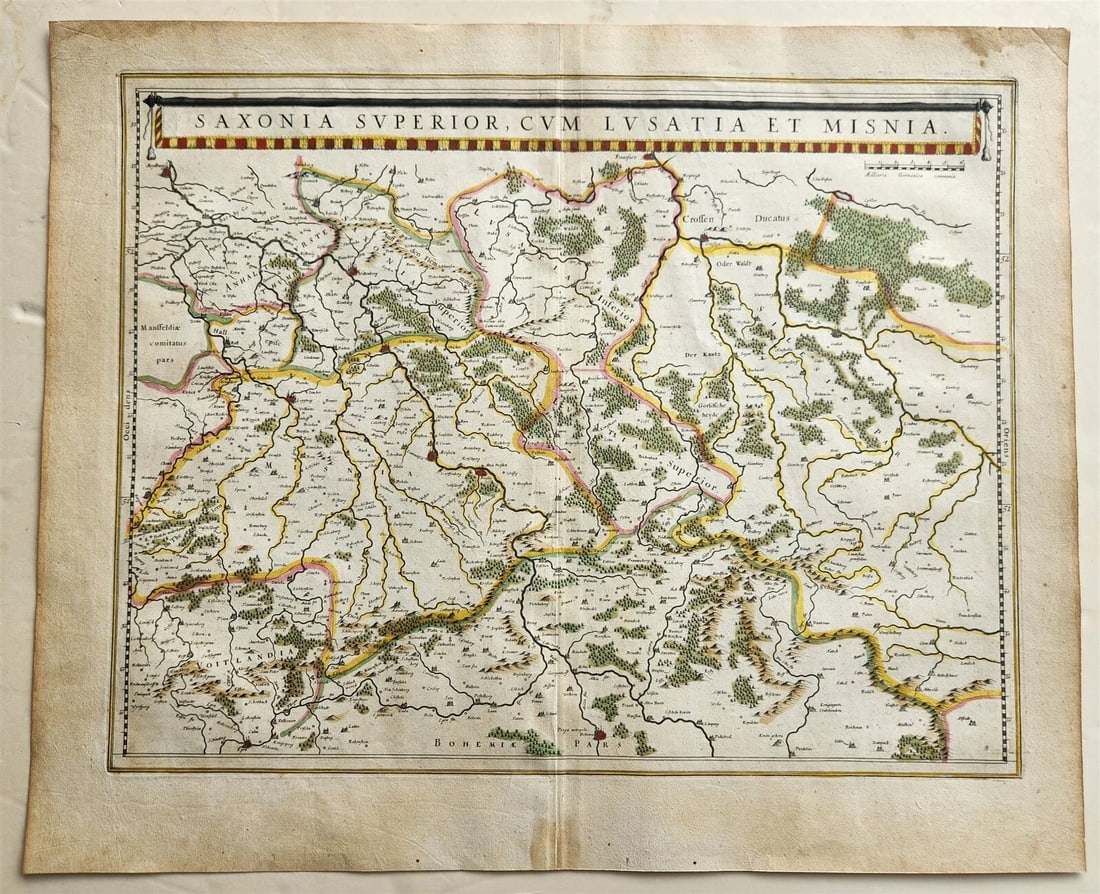1640 MAP of GERMANY POLAND SAXONIA by WILLEM BLAEU antique AUTHENTIC handcolored (1 of 3)