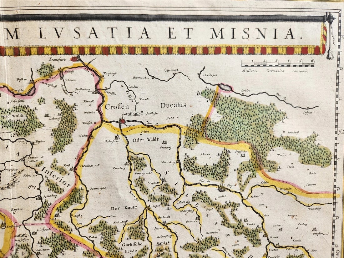 1640 MAP of GERMANY POLAND SAXONIA by WILLEM BLAEU antique AUTHENTIC handcolored - 2