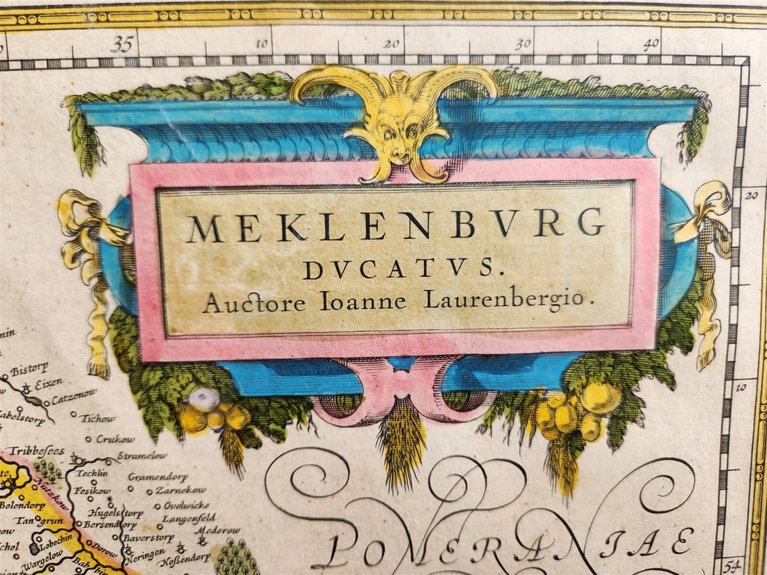 1640 MAP of GERMANY MECKLENBURG by WILLEM BLAEU antique AUTHENTIC hand colored - 2