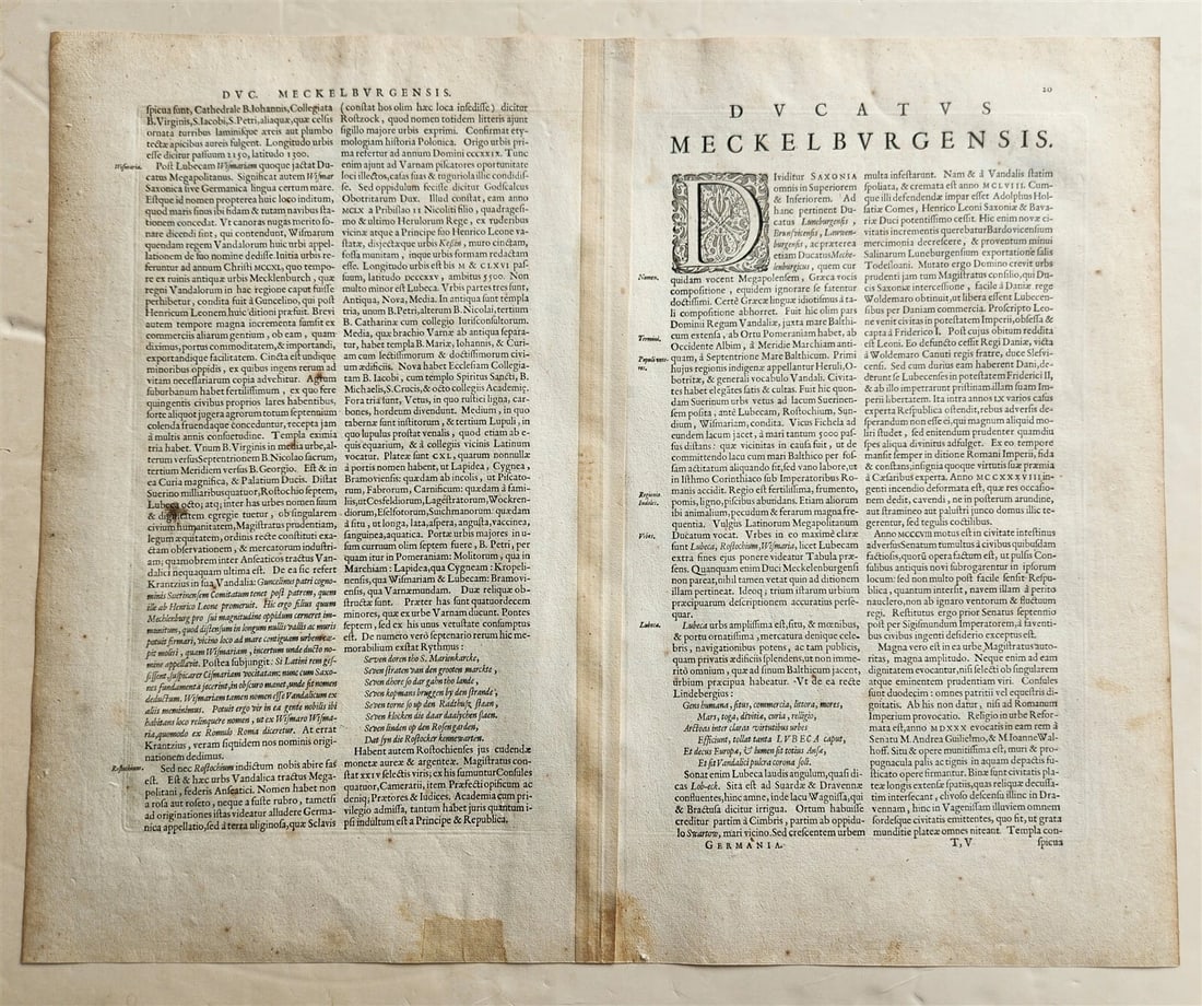 1640 MAP of GERMANY MECKLENBURG by WILLEM BLAEU antique AUTHENTIC hand colored - 5