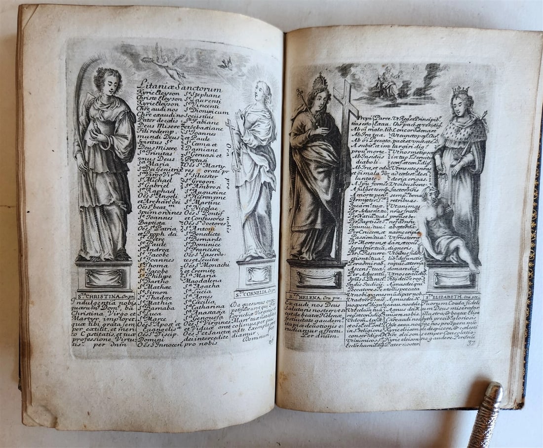 1651 PRAYER BOOK in FRENCH & LATIN BEAUTIFULLY ILLUSTRATED antique FINE BINDING - 8