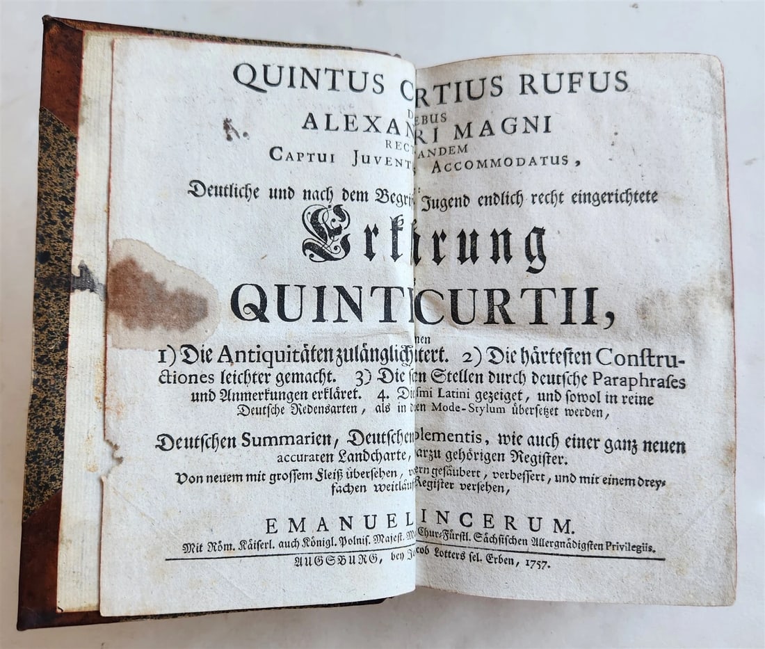 1757 LIFE of ALEXANDER THE GREAT by Curtius Rufus antique ILLUSTRATED w/ MAP - 4