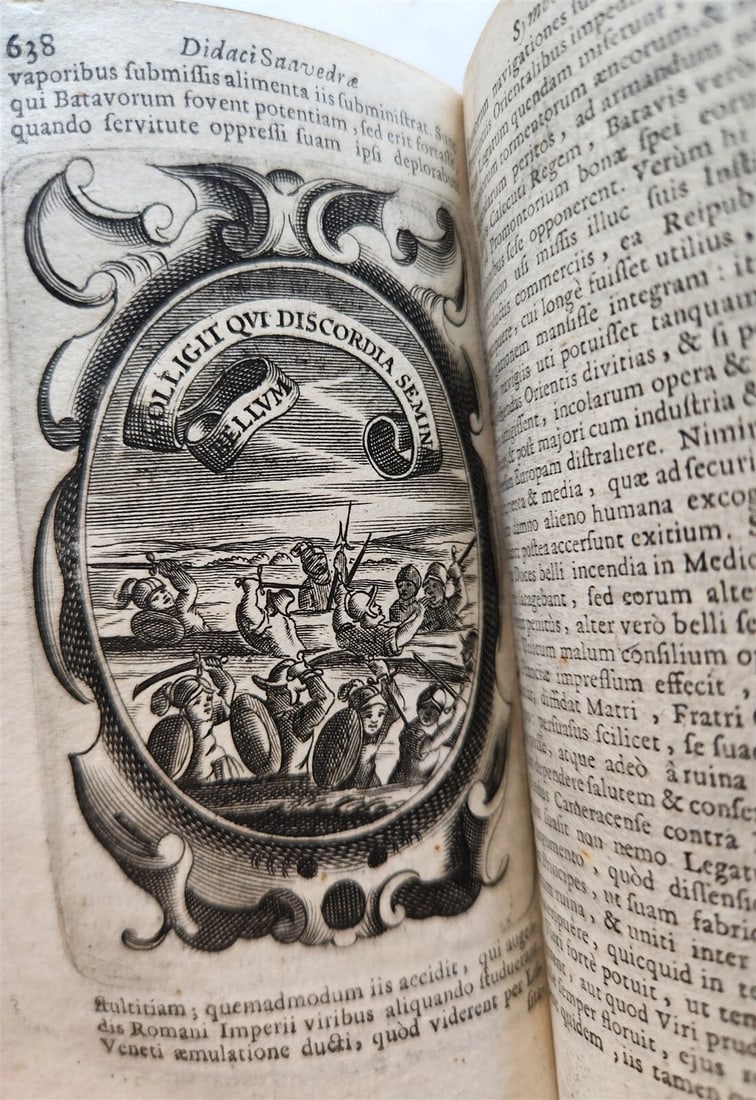 1659 EMBLEMATA by SAAVEDRA FAJARDO antique VELLUM BINDING ILLUSTRATED - 12