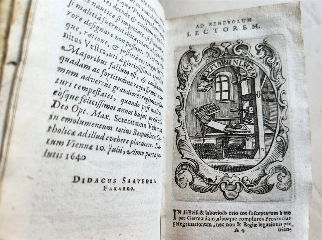 1659 EMBLEMATA by SAAVEDRA FAJARDO antique VELLUM BINDING ILLUSTRATED - 3