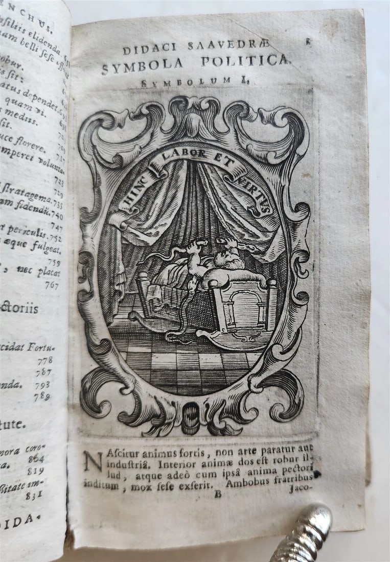 1659 EMBLEMATA by SAAVEDRA FAJARDO antique VELLUM BINDING ILLUSTRATED - 4